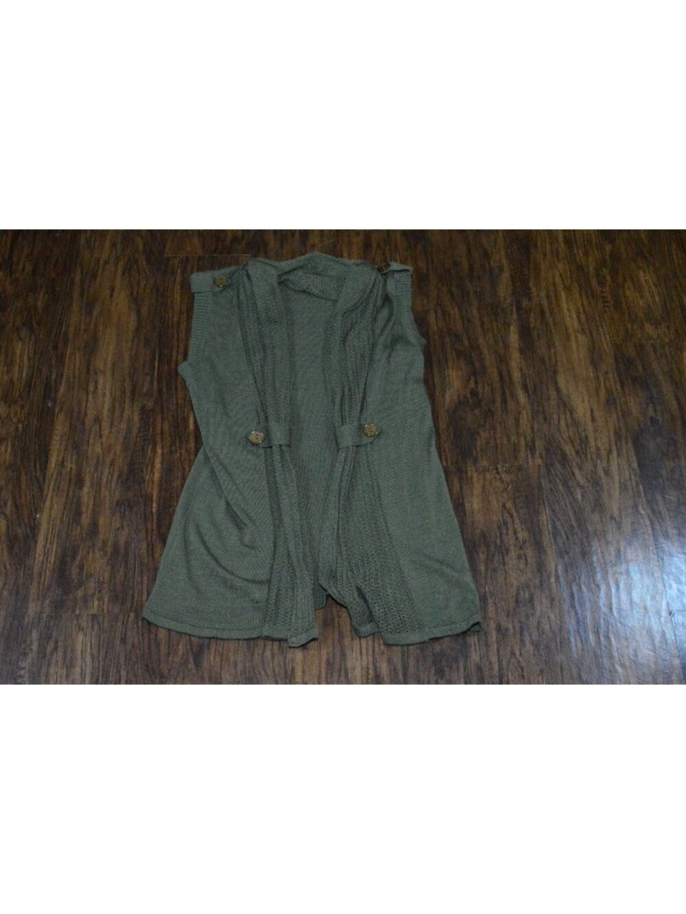 Women's Size Large Knit Sweater Vest Jacket Olive Green Y2K Whimsigoth Boho